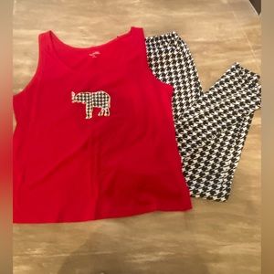 Red and houndstooth pajama set